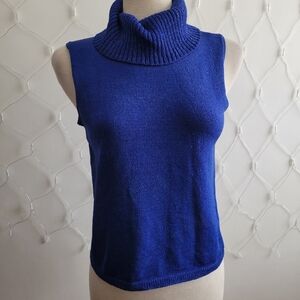 Vintage Josephine Chaus Sleeveless Turtleneck / Royal Blue / Large